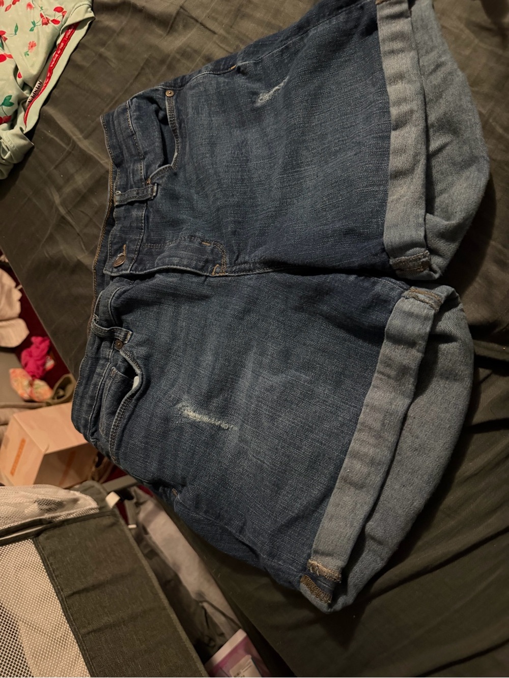 new directions Dark Blue Rolled-Hem Jean Shorts